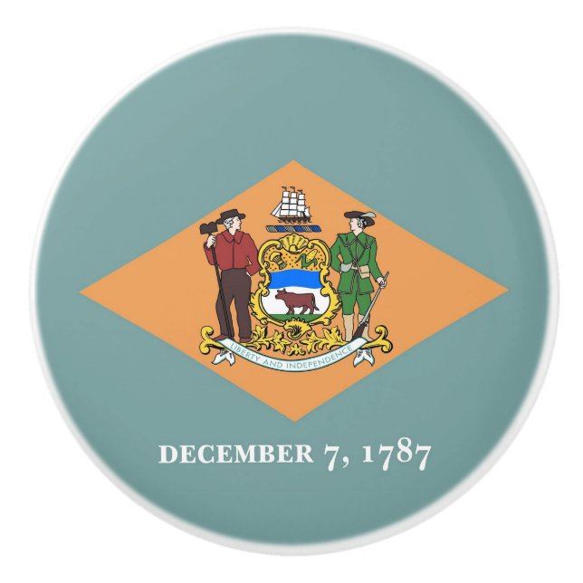 Keramik Knopf ziehen mit Fahne von Delaware, USA Keramikknauf (Vorderseite)