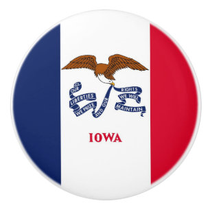 Keramik Knopf ziehen mit Fahne von Iowa Staat, USA Keramikknauf