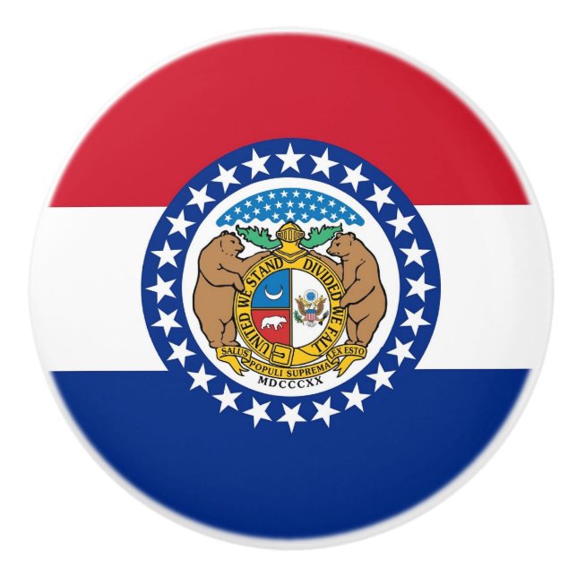 Keramik Knopf ziehen mit Fahne von Missouri, USA Keramikknauf (Vorderseite)