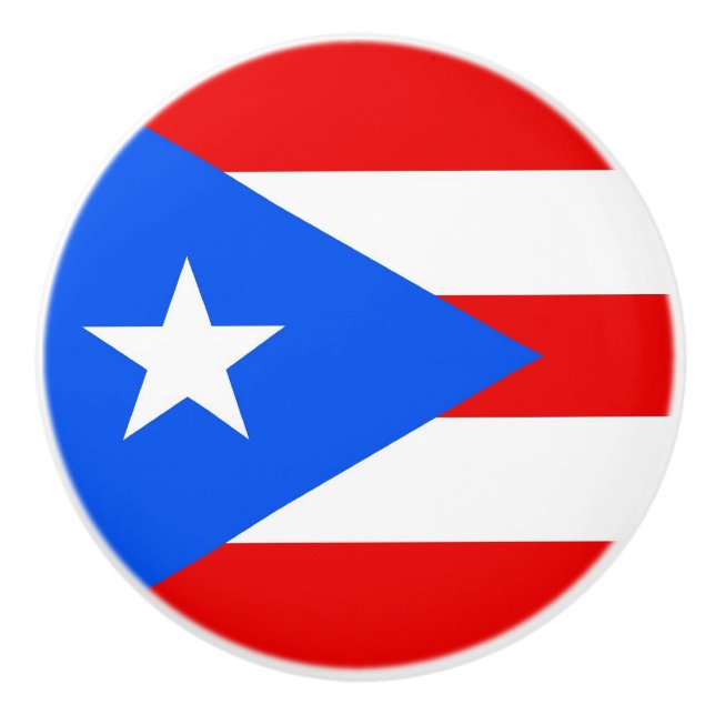 Keramik Knopf ziehen mit Fahne von Puerto Rico, US Keramikknauf (Vorderseite)