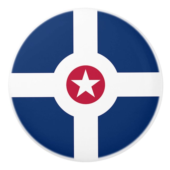 Keramik Knopf ziehen mit Flagge von Indianapolis,  Keramikknauf (Vorderseite)
