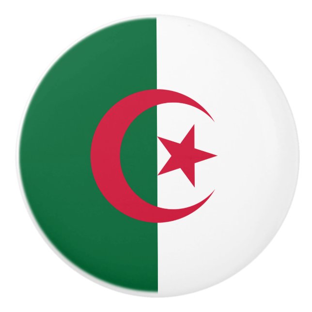 Keramik Knöpfe ziehen mit der Flagge Algeriens Keramikknauf (Vorderseite)