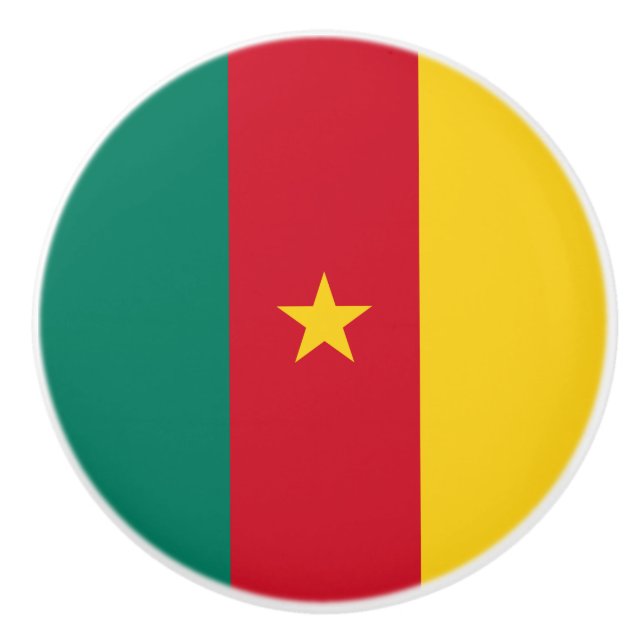 Keramik Knöpfe ziehen mit Fahne Kameruns Keramikknauf (Vorderseite)