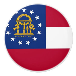 Keramik knöpfen mit Fahne von Georgia, USA Keramikknauf