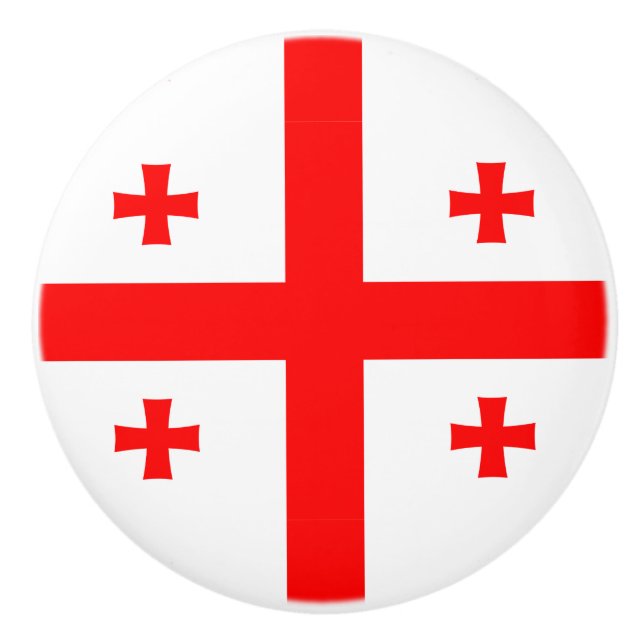Keramik knöpfen mit georgischer Flagge Keramikknauf (Vorderseite)