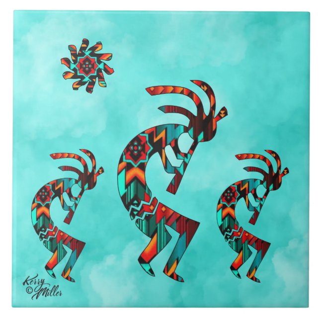 Keramik Kokopelli Fliese (Vorderseite)