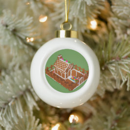 Keramik-Kugel-Weihnachtsbaumanhänger Lebkuchenhäus Keramik Kugel-Ornament