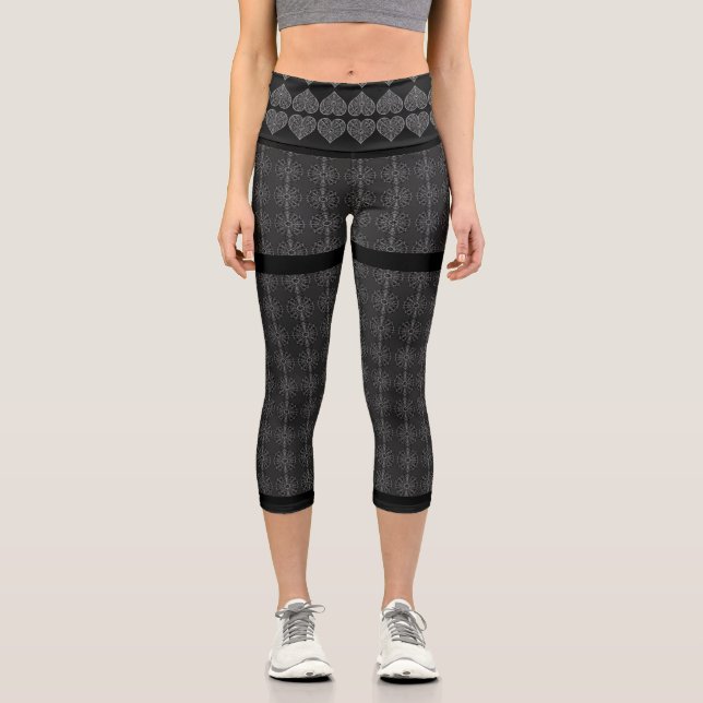 Keramik Lace Black Capri Leggings (Vorderseite)