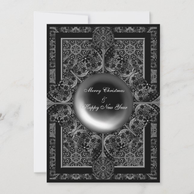 Keramik Lace Black Christmas Karte (Vorderseite)