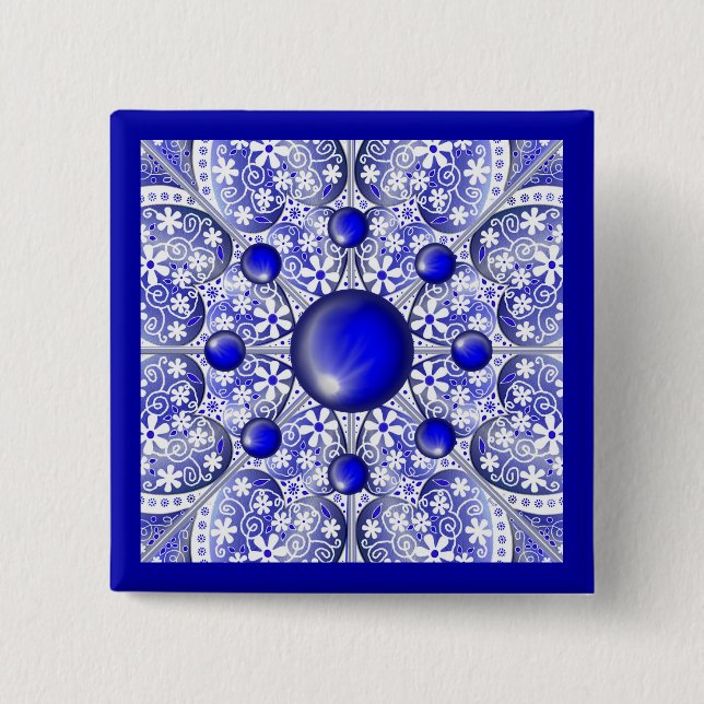 Keramik Lace Blue of Greece Button (Vorderseite)