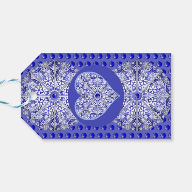 Keramik Lace Blue of Greece Geschenkanhänger (Rückseite Horizontal)
