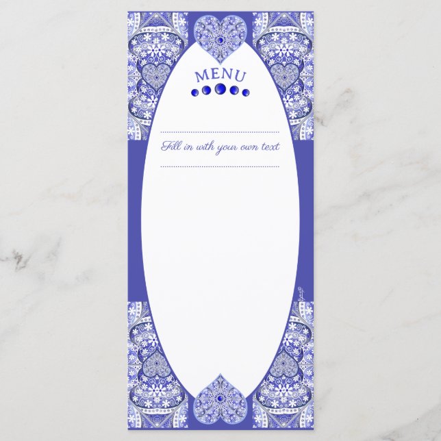 Keramik lace Blue of Greece Menükarte (Vorderseite)