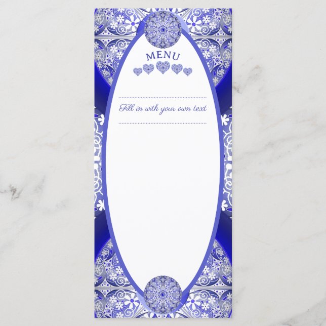 Keramik lace Blue of Greece Menükarte (Vorderseite)