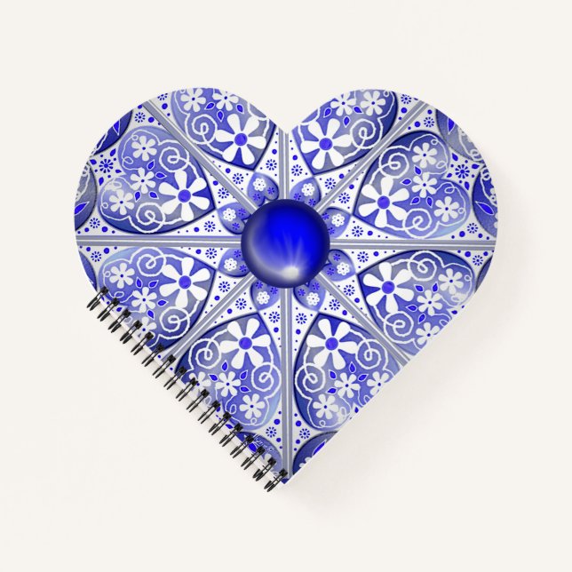 Keramik Lace Blue of Greece Notizbuch (Vorderseite)