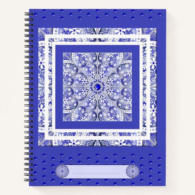 Keramik Lace Blue of Greece Notizbuch (Vorderseite)