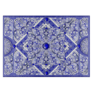 Keramik Lace Blue of Greece Schneidebrett