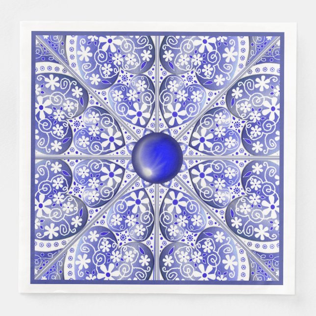 Keramik Lace Blue of Greece Serviette (Vorderseite)