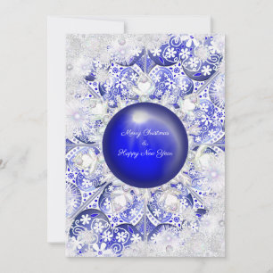 Keramik Lace Blue of Greece & Snowflake Karte