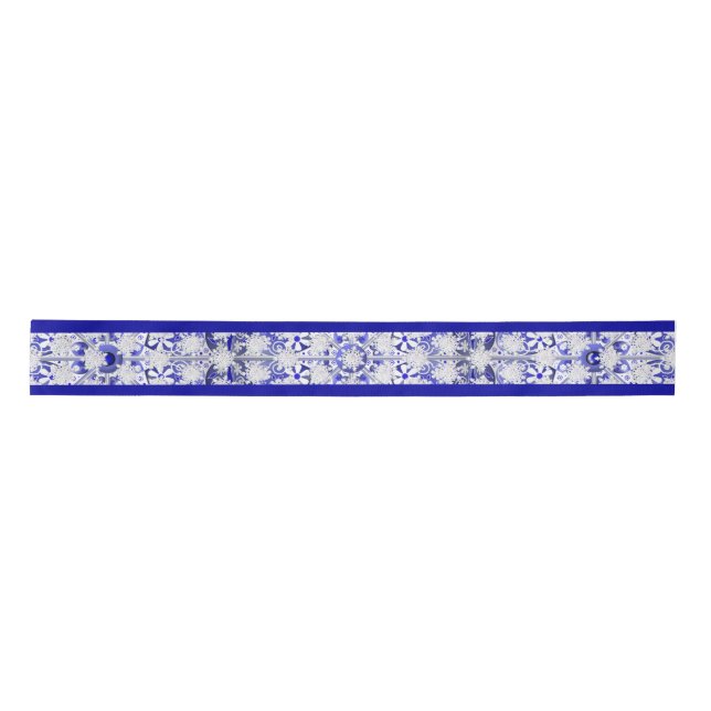 Keramik Lace Blue of Greece & Snowflake Satinband (Vorderseite)