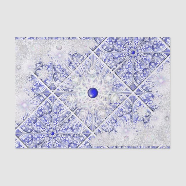 Keramik Lace Blue of Greece & Snowflake Seidenpapier (Vorderseite)