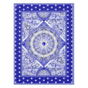 Keramik Lace Blue of Greece & Snowflake Tischdecke