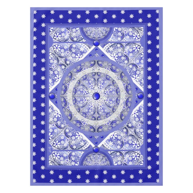 Keramik Lace Blue of Greece & Snowflake Tischdecke (Vorderseite)