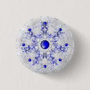 Keramik Lace Blue of Greece & Snowflakes Button