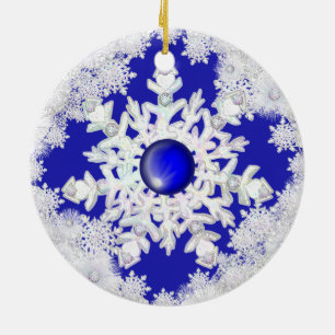 Keramik Lace Blue of Greece & Snowflakes Keramik Ornament