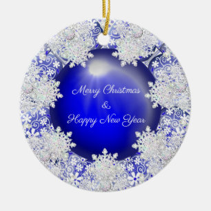 Keramik Lace Blue of Greece & Snowflakes Keramik Ornament