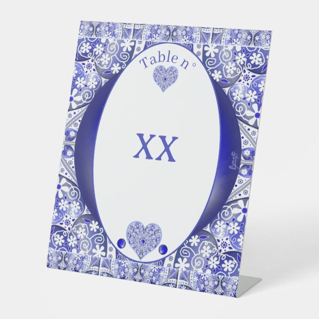 Keramik Lace Blue of Greece Sockelschild (Vorderseite)