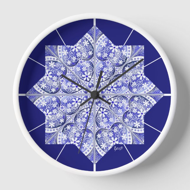 Keramik Lace Blue of Greece Uhr (Vorderseite)