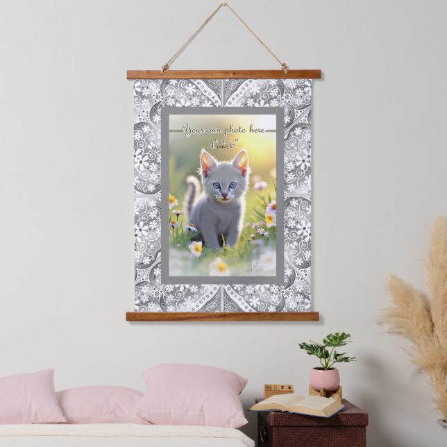 Keramik Lace Gray Wandteppich Mit Holzrahmen (Schlafzimmer)