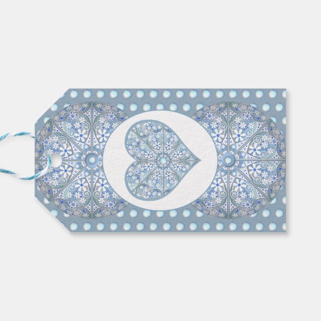 Keramik Lace Light Blue Geschenkanhänger (Rückseite Horizontal)