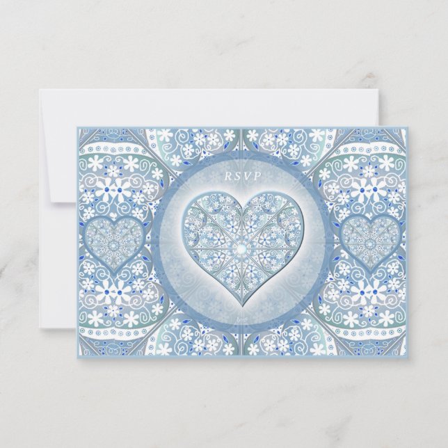 Keramik Lace Light Blue RSVP Karte (Vorderseite)