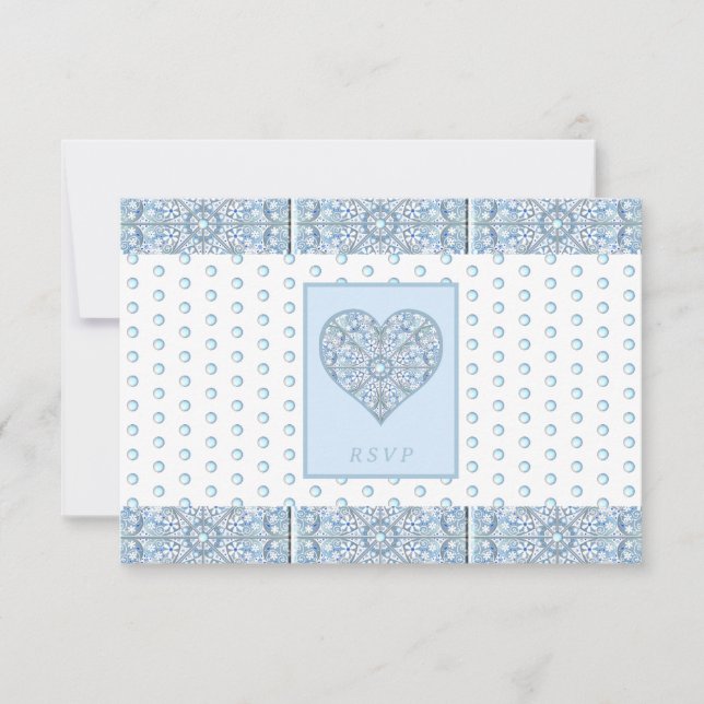 Keramik Lace Light Blue RSVP Karte (Vorderseite)