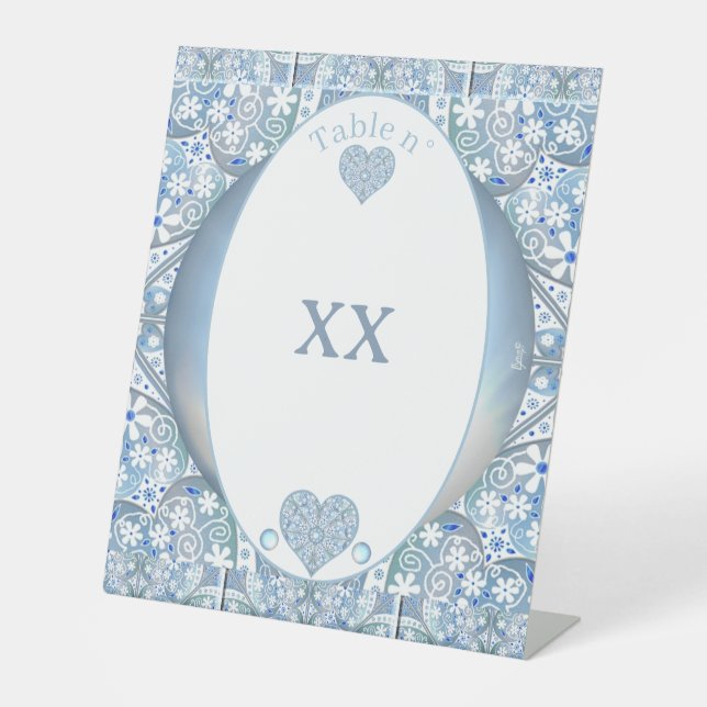 Keramik Lace Light Blue Sockelschild (Vorderseite)