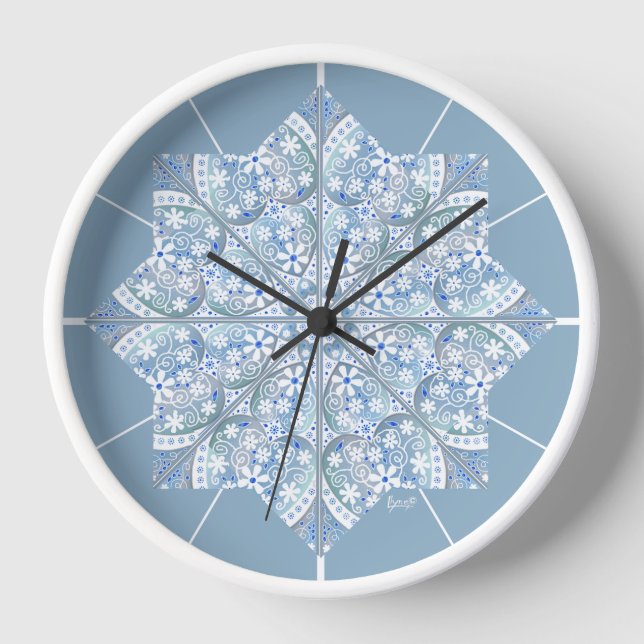Keramik Lace Light Blue Uhr (Vorderseite)