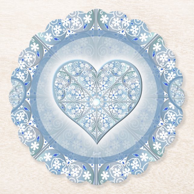 Keramik Lace Light Blue Untersetzer (Vorderseite)