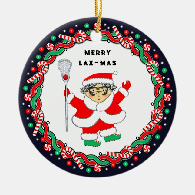 Keramik Lacrosse Holiday Ornament (Vorne)