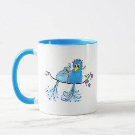 Keramik-Launentasse Blaue Vögel Tasse