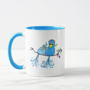 Keramik-Launentasse Blaue Vögel Tasse