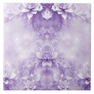 Keramik lila weiße Blume Fliese