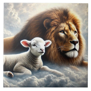 Keramik Lion und Lamb Fliese