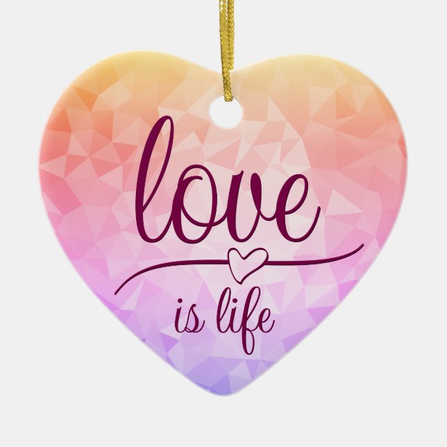 Keramik mit atemberaubendem rotem Herzen Keramik Ornament (Vorne)