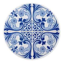 Keramik mit blauer und weißer klassischer Fliese Keramikknauf