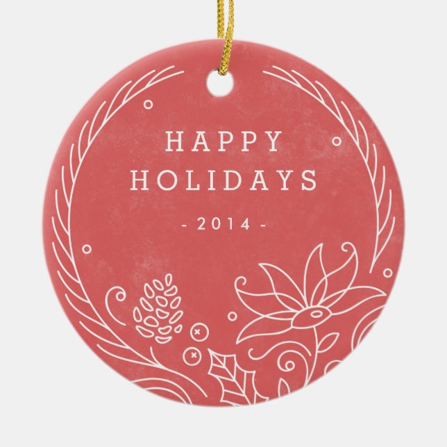 Keramik mit Blumenkranz Keramikornament (Vorne)