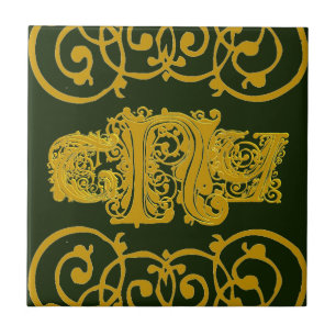Keramik mit Gold Lacy Monogram Fliese