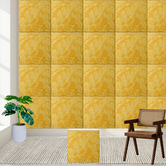 Keramik mit goldenem Blumenmuster Tile 2 Fliese (Golden Floral Pattern Ceramic Tile Style 2)