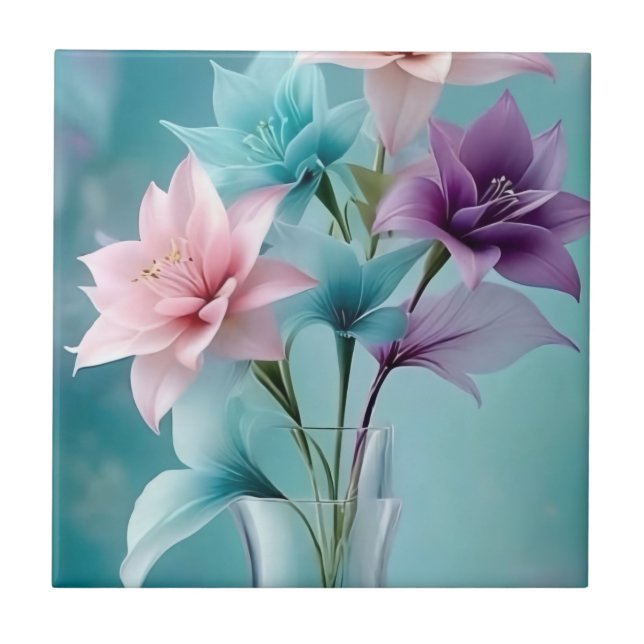 Keramik mit Liliendesign Fliese (Vorderseite)