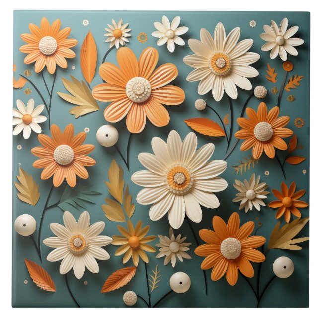 Keramik mit niedlichen Blume Fliese (Vorderseite)